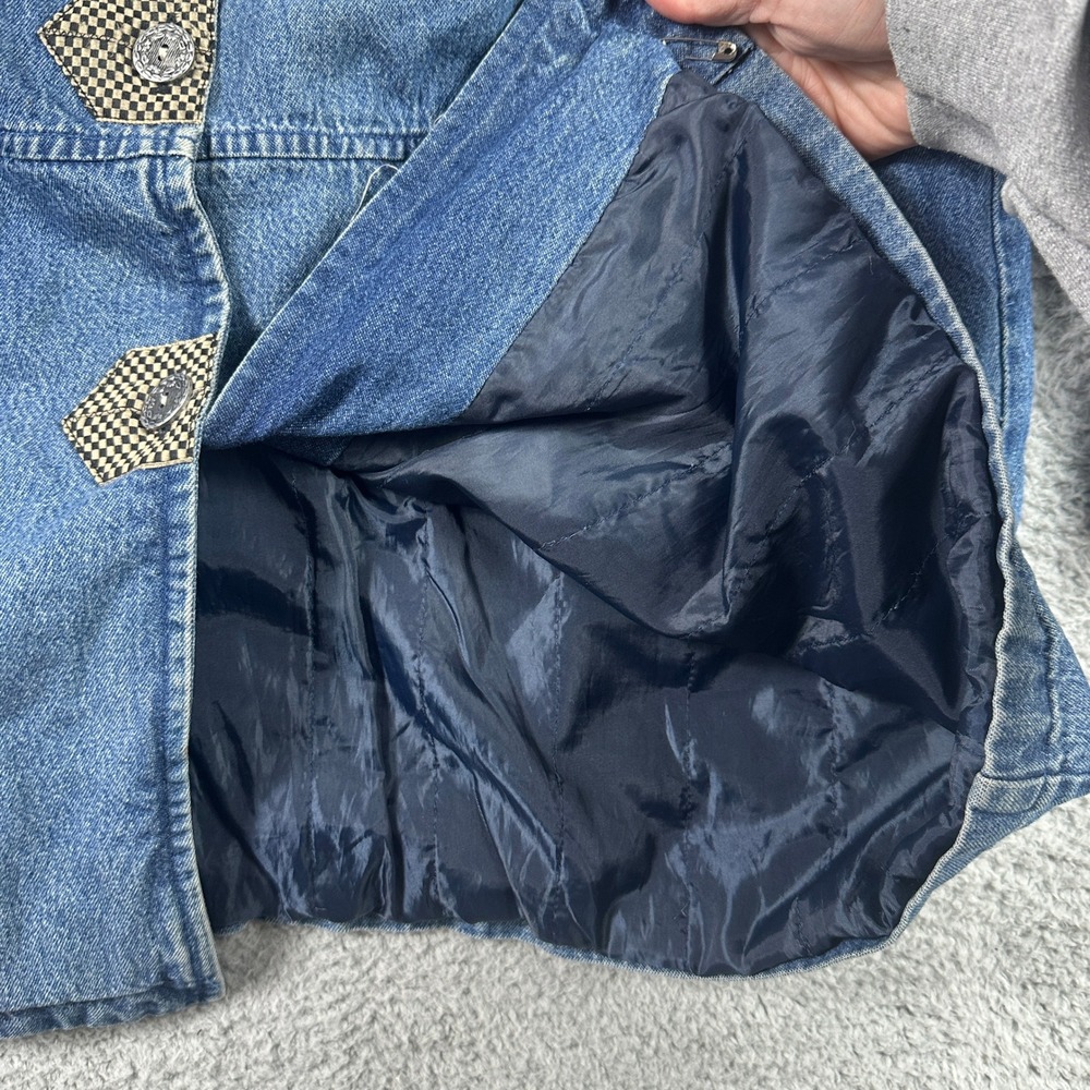 Vintage Southwestern Tapestry Quilted Denim Jacket Women Medium Blue 220 Hickory - Picture 10 of 14